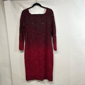 Onyx Nite Burgundy Long Sleeve Dress